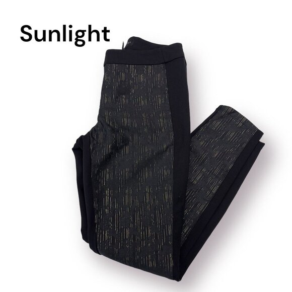 White House Black Market Women SZ 4 The Skinny Black Gold Metallic Ponte Pants - Picture 10 of 12